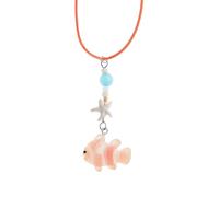 [Fpbiagoq] Unique Cakley Fish Beads Necklace Lovely Clown Fish Beads Pendant Necklace Handmade Neck Chain For Travel, フリーサイズ, As described, No Gemstone