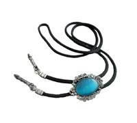 [Fpbiagoq] Unisex Vintage Boloti Western Adjustable Braided Rope Neck Antique Stone Jewelry Feather Pendant Western Necklace Western Neckwear