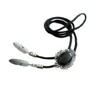 [Fpbiagoq] Unisex Vintage Boloti Western Adjustable Braided Rope Neck Antique Stone Jewelry Feather Pendant Western Necklace Western Neckwear
