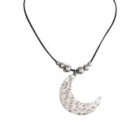 [Fpbiagoq] Vintage Ethnic Leaf Moon Pendant Women Beaded Neck Chain Pearl Neckwear Jewelry Gift Statement Piece, フリーサイズ, As described, No Gemstone