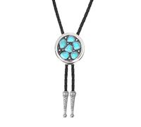 [Fpbiagoq] Women's Boloti Men's Western Boloti Vintage Geometric Stone Pendant Faux Leather Rope Neck Tie Necklace Leather Bolo Tie