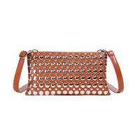 [Fpbiagoq] Women's Crossbody Bag Leather Crossbody Process Punk Rivet Handbag Shoulder Bag Soft PU Leather Shoulder Bag Gift Trendy Clutch Satchel, Braun