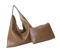 [Fpbiagoq] Women's Slouchy Arm Bag Soft PU Leather Handbag Large Capacity Shoulder Wallet 2PC Set for Work and Travel Women Bag, Light brown