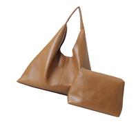 [Fpbiagoq] Women's Slouchy Arm Bag Soft PU Leather Handbag Large Capacity Shoulder Wallet 2PC Set for Work and Travel Women Bag, Braun
