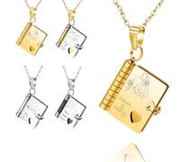 FPFNFSVI Personalized Book Necklace,Custom Openable Multi Layer Book Jewelry,Customized Adjustable Necklaces To My Daughters from Mom and Dad Book Necklace