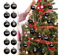 FPFPF Christmas Funny Offensive Bauble-Rude Baubles, New Mischief Funny Christmas Tree Balls Decoration, Prank Mischief Ornament Christmas Balls for Christmas Party (White D)(Black G)