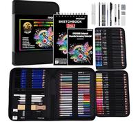 FPGFIIVO 101 Pcs Sketch Art Set, Art Supplies with 3-Color Sketchbook and Tutorial, Colored, Watercolor, Metallic, Graphite, Charcoal Pencils, Drawing Set Gifts for Artists Adults Kids Teens Beginner