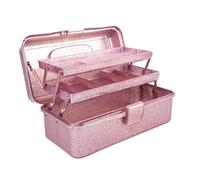 FPHADO Glitter Pink & Craft Tool Storage Box,3-Layer Stackable Carry Tackle Box Sewing Box Organizer for Art