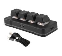 FPHADO MK424U 4-Key Mini Customized Keyboard with Mechanical Blue Switch USB Connection for Office Game Multimedia Black