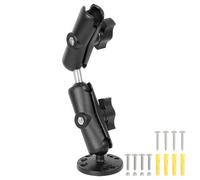 FPN 1" Ball Double Socket Arm with AMPS Hole Round Plate Base, Aluminum Alloy Arm&Drill Base, Compatible with RAM Mounts 1 Inch Ball Components, for Bike Car Motorcycle Phone Mount (9.2" Length)