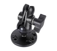 FPN 1" Ball Double Socket Arm with AMPS Hole Round Plate Base, Aluminum Alloy Arm&Drill Base, Compatible with RAM Mounts 1 Inch Ball Components, for Bike Car Motorcycle Phone Mount (3.15" Length)