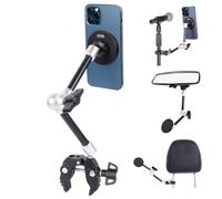 FPN All-Metal Magnetic Phone Holder with Super Clamp&10″ Long Arm for Magsafe, Adjustable Rear View Mirror Phone Holder Mount for Car/Truck/Handlebar, Compatible with iPhone 16 15 14 13 12 Series