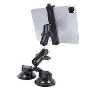 FPN Dual Suction Cup Tablet Holder for Truck/Car, 33.4 Inch Aluminum Arm, 360° Adjustable 2 Level Tablet Stand Compatible with iPad Pro/Air/Mini, Galaxy Tab and All 6.5-12.9 Inch Tablets