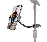 FPN Flexible Phone Holder for Microphone Stand, Adjustable Phone Mount with 7.9" Gooseneck for Mic Music Stand, Compatible with iPhone 16 15 14 13 12 Pro Max Samsung Galaxy Pixel All 4.7-7" Phones
