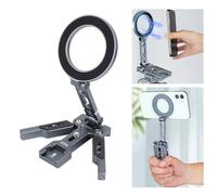 FPN Magnetic Pocket Tripod for MagSafe, Foldable Cell Phone Desk Stand Compatible with iPhone 16/15/14/13/12 Series, Mini Phone Tripod Mount Handle Stand Travel All in One