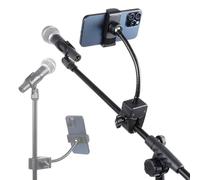 FPN Mic Stand Phone Holder, Flexible Phone Mount with 7.9" Removable Gooseneck for Microphone Music Stand, 360°Adjustable Phone Holder for iPhone 16 Pro Max, 15 Plus, Samsung Galaxy All Smartphones