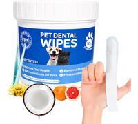 FPN Pet Dog Teeth Cleaning Finger Wipe - 50-Count Disposable Teeth & Gum Cleaning Dental Wipes for Dogs & Cats, Embossed Finger Pads for Plaque & Tartar Removal, Breath Freshening, No-Rinse Oral Care