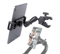 FPN Spin Bike Tablet Holder for iPad, Phone iPad Holder Stand Exercise Bike Handlebar Mount for Treadmill Stationary Bicycle Elliptical Spin Bike Stroller, Compatible with iPad Pro 12.9 Air, iPhone