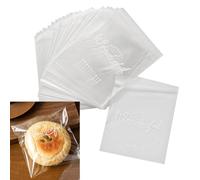 FPNNZ 100 PCS Clear Cellophane Bags, 13x13 cm & 17x17 cm, Food Safe, Self-Adhesive, OPP, Disposable, Non-Reusable, Microwave Safe, Cooking