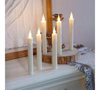 FPOO Flameless Window Candles Battery Operated with Timer, 7'' Ivory Taper Candles with Remote, Long-Lasting LED Candlestick Fake Candle for Halloween Wedding Christmas Window deocr (Pack of 6)