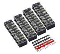 Fpreeza 4 Pc 8P Terminal Block, 4 Pc 8P Shorting Bar, TB1505 Flame Retardant Copper Terminal Short-Circuit Terminal