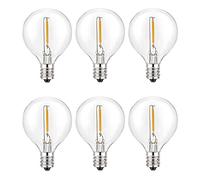 Fpreeza 6Pcs G40 Led Replacement Light Bulbs, E12 Base Shatterproof LED Globe Bulbs for Solar String Lights Warm White