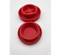 FPS 2-Piece Quail Chick Feeder and Waterer Lid Set for Standard Mouth Mason Jar, The Waterer Tray is Specially Designed to Keep Quail from Drowning. (Jars are NOT Included) (RED)