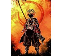 FPTZL Anime Roll Diamond 5D Wall Art Demon Slayer DIY Painting Round Drill Picture 50x60CM