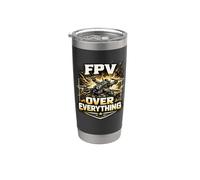 FPV Over Everything Drone Quad Pilot Gold Vintage Gift Stainless Steel Insulated Tumbler