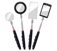 Fpxnb 4PCS Telescoping Inspection Mirror LED Lighted Inspection Mirror for Mechanic Checking Vehicle, Car, Eyelashes, Mouth, Small Parts Observation (Extendable, Rectangle & Round)