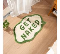 FPYWO Get Naked Green Bath Mat, Funny Cute Bathroom Decor, Non-Slip Microfiber Absorbent, 33.5x20inch