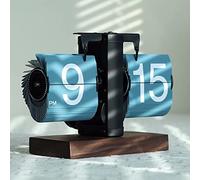 FQCXCKJ Digital Flip Desk Clock, Retro Automatic Turning Clock, Internal Mechanical Gear, Battery Operated