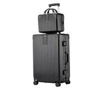 FQCXCKJ Travel Suitcase Set,Cabin Luggage 2 Piece Luggage Sets with Spinner Wheels Password Lock Hardside 14in Cosmetic Case(Siyah 20in)