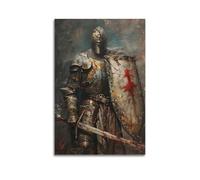 FQCYN Medieval Vintage Knight Poster Templar Crusader Knight Warrior Poster Decorative Painting Canvas Wall Art Picture Print Modern Family Bedroom Decor 24x36inch(60x90cm)
