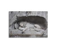 FQCYN Swiss Lion Monument Memorial Poster Lucerne Bravery Loyalty Tribute Poster Decorative Painting Canvas Wall Art Picture Print Modern Family Bedroom Decor 12x18inch(30x45cm)
