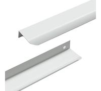 FQFLXY6589 2 Packs Concealed Kitchen Cupboard Handles Curved Style Hidden Drawer Pulls Multiple Colours Aluminum Alloy Cabinet Invisible Furniture Profile Door Knob for Wardrobe (White,400mm)
