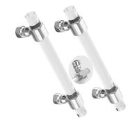 FQFLXY6589 2 Packs Drawer Pulls Transparent Acrylic Profile Cabinet Handles Knobs Zinc Alloy Round Base Cupboard Knob Crystal Door Levers for Wardrobe,Dresser,Kitchen (Chrome,Hole Pitch 96mm)