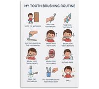 FQHIDMOMX Boys Girls Teeth Brushing Task Analysis Chart Visual Guide For Autism ADHD Morning Evening Routine(Framed,12x18inch(30x45cm))