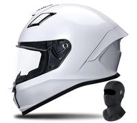 FQJVTDR Full Face Motorcycle Helmet Integral Helmet With A Mask ECE Certified Removable Lining Personalized Large Tail Wing Efficient Ventilation System For Adult Men Women S-2XL 55-64cm