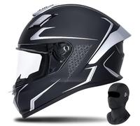 FQJVTDR Full Face Motorcycle Helmet Integral Helmet With A Mask ECE Certified Removable Lining Personalized Large Tail Wing Efficient Ventilation System For Adult Men Women S-2XL 55-64cm