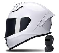 FQJVTDR Full Face Motorcycle Helmet Integral Helmet With A Mask ECE Certified Removable Lining Personalized Large Tail Wing Efficient Ventilation System For Adult Men Women S-2XL 55-64cm