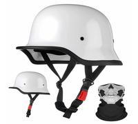 FQJVTDR German Retro Motorcycle Half Helmet,ECE 22.06 Certified,with Face Scarf,Lightweight ABS Shell,Quick-Release Buckle, Unisex for Cruiser Commuting,M-2XL (57-64cm)