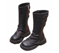 FQLGJMY Girl’s Knee High Boots Mid Calf Shoes Knight Vintage Goth Bowknot Pearl Rhinestone Booties Round Toe PU Leather Platform Zip Casual Travel Party Spring Fall Winter Toddler Kids