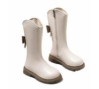 FQLGJMY Girl’s Knee High Boots Mid Calf Shoes Knight Vintage Goth Bowknot Pearl Rhinestone Booties Round Toe PU Leather Platform Zip Casual Travel Party Spring Fall Winter Toddler Kids