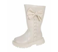 FQLGJMY Girl’s Knee High Boots Mid Calf Shoes Knight Vintage Goth Bowknot Pearl Rhinestone Booties Round Toe PU Leather Platform Zip Casual Travel Party Spring Fall Winter Toddler Kids