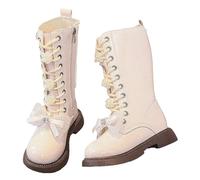 FQLGJMY Girl’s Knee High Boots Mid Calf Shoes Knight Vintage Goth Bowknot Pearl Rhinestone Booties Round Toe PU Leather Platform Zip Casual Travel Party Spring Fall Winter Toddler Kids