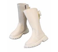 FQLGJMY Girl’s Knee High Boots Mid Calf Shoes Knight Vintage Goth Bowknot Pearl Rhinestone Booties Round Toe PU Leather Platform Zip Casual Travel Party Spring Fall Winter Toddler Kids