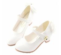 FQLGJMY Girls Dress Shoes Mary Jane Low Heel Ankle Strap Closed Toe Glitter Sparkly Princess Crystal Pearl Bowknot Wedding Birthday Performance Cosplay School Party Christmas for Toddler Kids