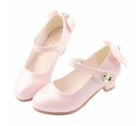 FQLGJMY Girls Dress Shoes Mary Jane Low Heel Ankle Strap Closed Toe Glitter Sparkly Princess Crystal Pearl Bowknot Wedding Birthday Performance Cosplay School Party Christmas for Toddler Kids