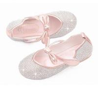 FQLGJMY Girls Mary Jane Dress Shoes Princess Ballerina Flat Glitter Rhinestone Pearl Bowknot Ankle Strap School Party Christmas Halloween Wedding Cosplay for Toddlers Kids